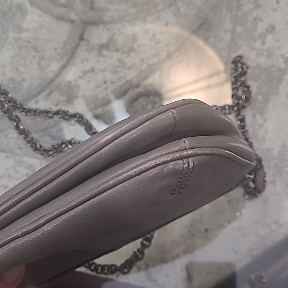 COACH WOMEN'S GRAY LEATHER CROSSBODY CHAIN BAG - Picture 9 of 11
